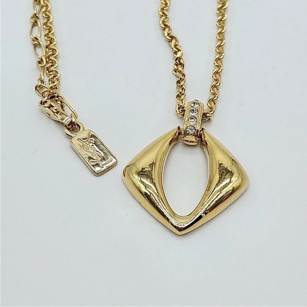 Yves Saint Laurent Gold Geometric Necklace - Picture 10 of 12